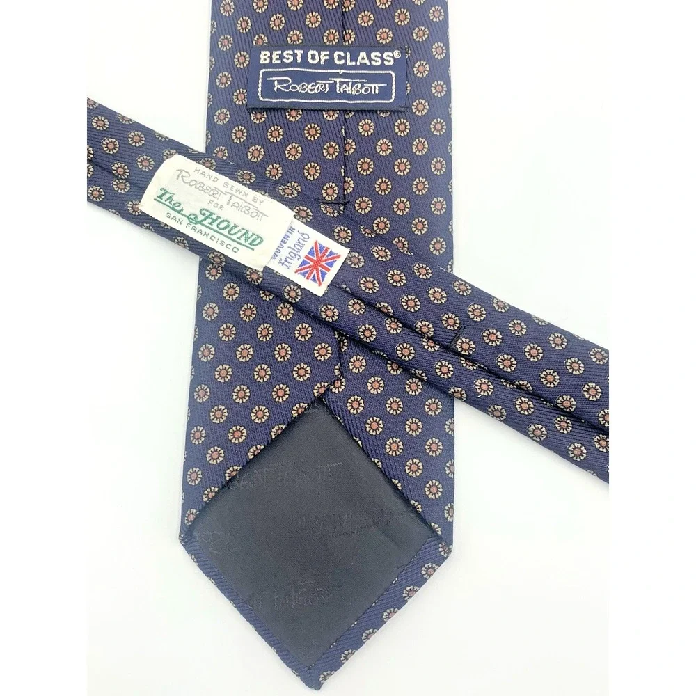 Robert Talbott Best‎ of Class Men's 100% Silk Necktie Navy Blue Geometric 57.5